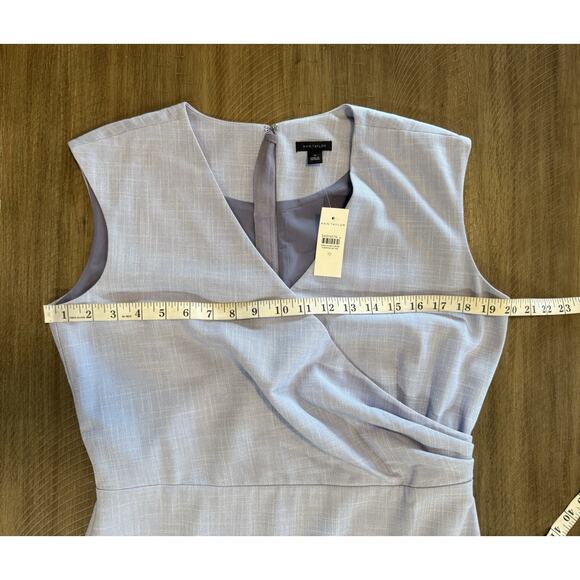 NWT Ann Taylor Blue Textured Stretch Side Tuck Wrap Sheath Dress Size 10 $159 - Picture 10 of 15